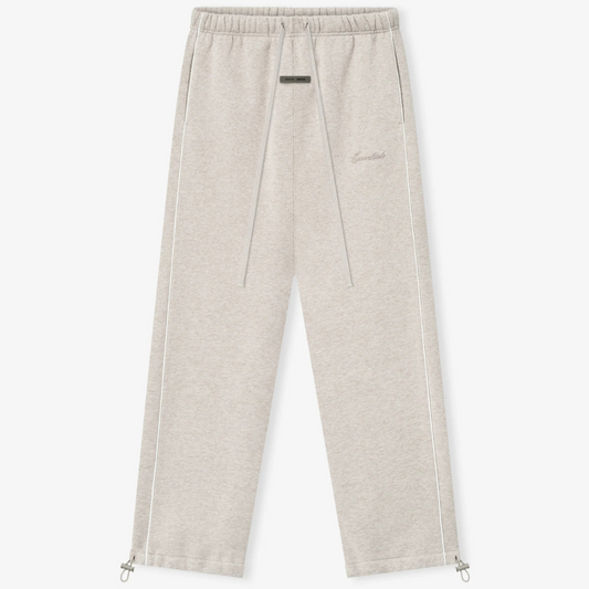 Fear of God ESSENTIALS SS25 Relaxed Fleece Sweatpants With Piping, Heather Stone/Cloud White