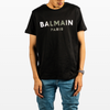 Balmain Logo Print Round Neck T-Shirt, Black & Silver