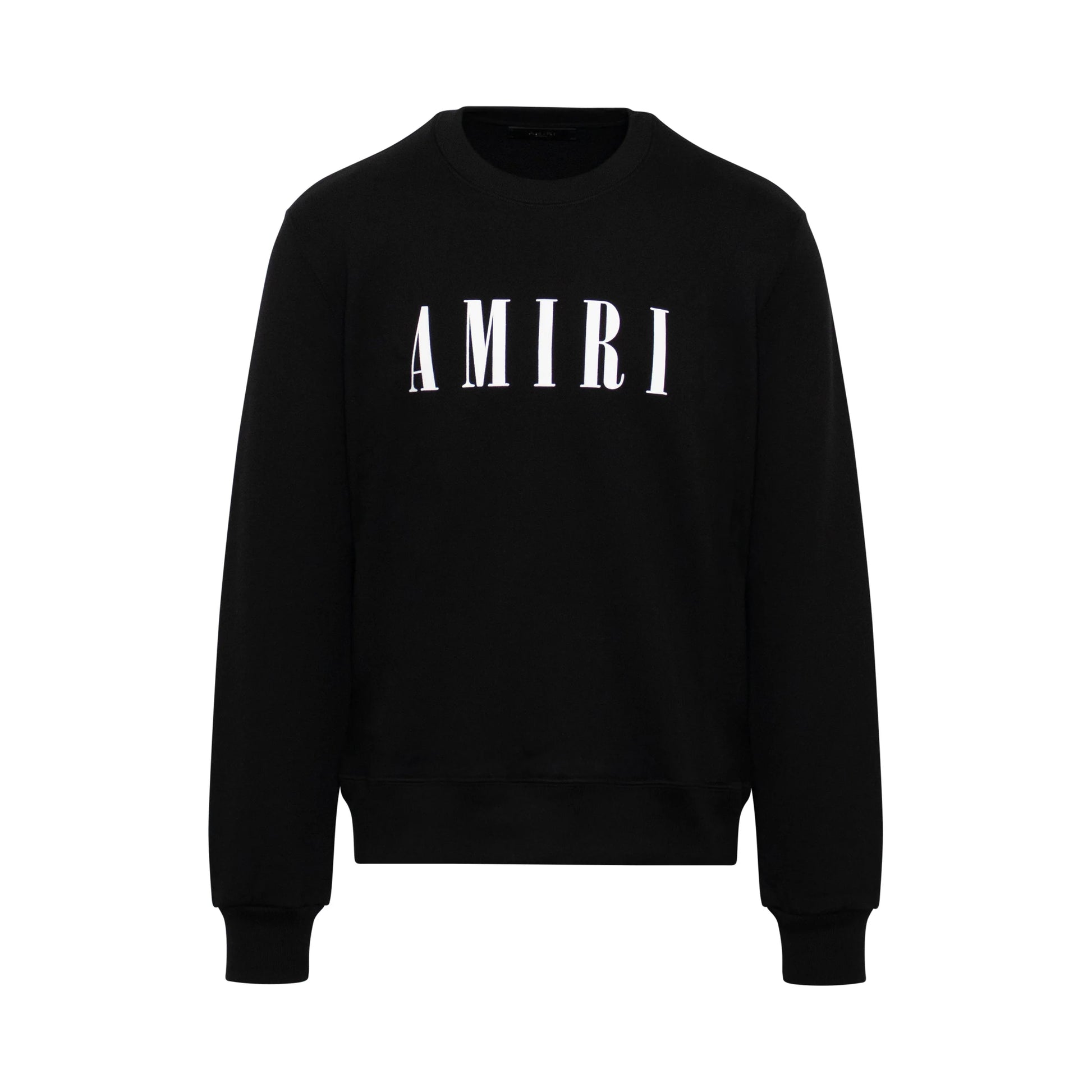 Product Name: Amiri Core Logo Crewneck Sweatshirt Black  
Description: Elevate your street style with the Amiri Core Logo Crewneck Sweatshirt. This black sweatshirt features the "AMIRI CORE LOGO" prominently printed in white across the chest. It comes with long sleeves and a classic round neck design, perfect for any casual outing.