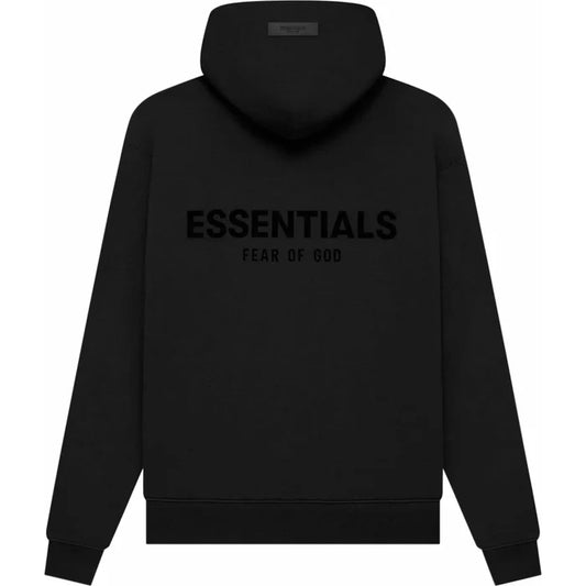 This luxury streetwear essential is the Fear of God ESSENTIALS SS22 Hoodie in Stretch Limo, showcasing the iconic "ESSENTIALS FEAR OF GOD" logo prominently on the back. Designed with a minimalist touch, it features a comfortable hood and ribbed cuffs, epitomizing the timeless style of an Essentials Hoodie.