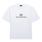 The Balenciaga Pixelated Logo T-Shirt in white features a pixelated 