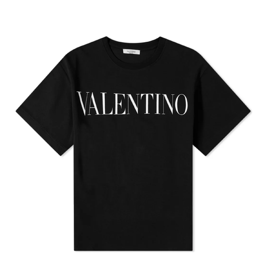 Tシャツ・カットソー VALENTINO FW25 T-shirts (7B3MG24D970 BN4) Valentino Printed Logo T-Shirt, Black – Averlo